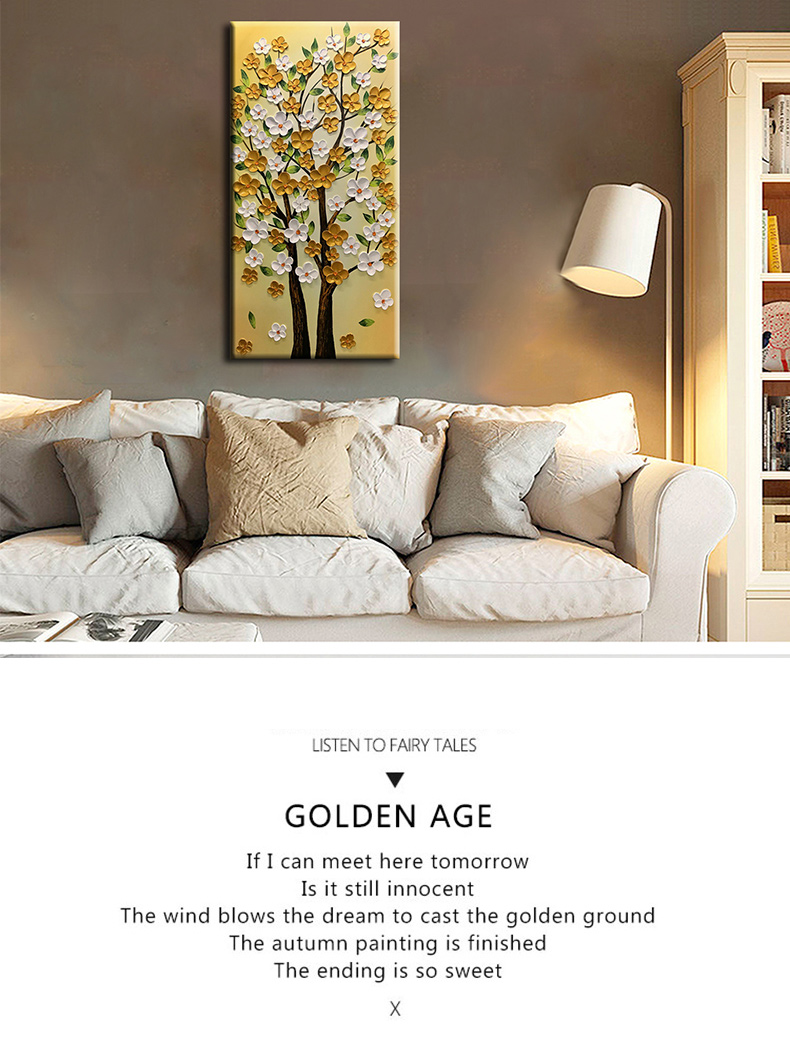 Home Decor Painting Gold And White Canvas Wall Art