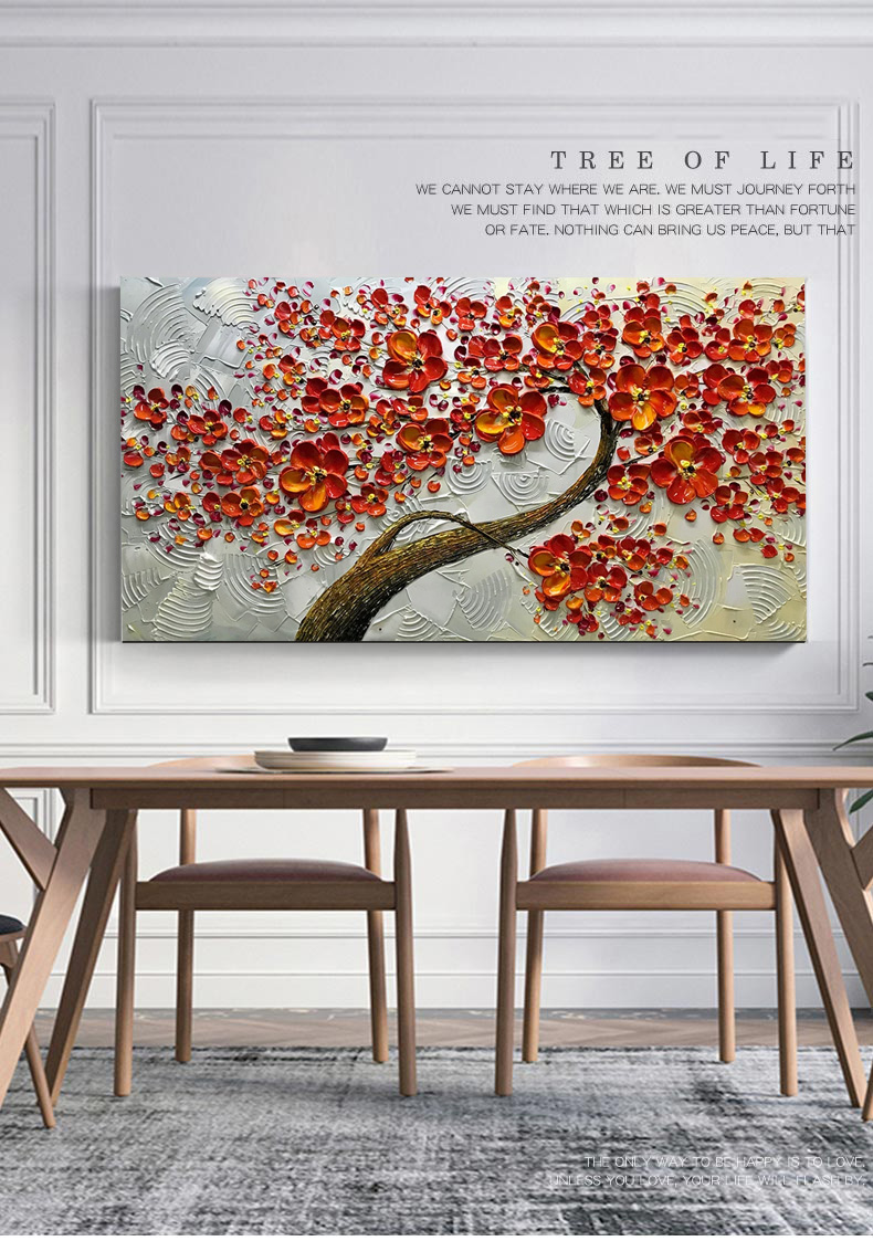 Canvas Painting Wall Art Red Flower Canvas Abstract Painting