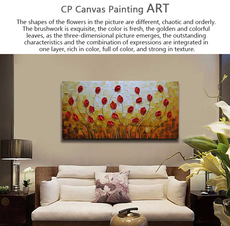 Canvas Wall Decor Large Abstract Flower Oil Painting