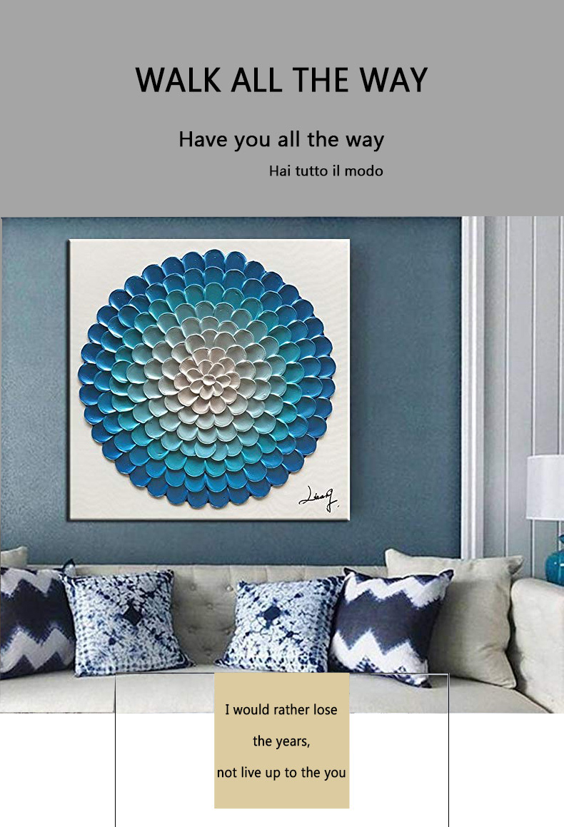 Wall Art Decor Painting Large Blue Silver Abstract Painting