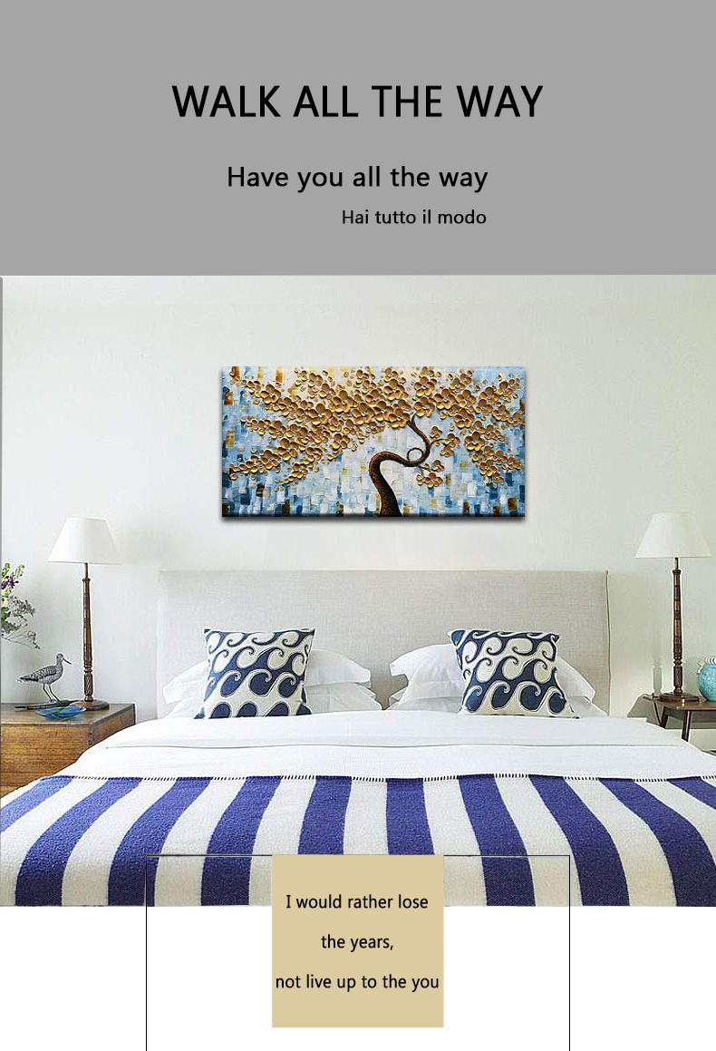 Canvas Wall Paintings Contemporary Gold Tree Wall Art