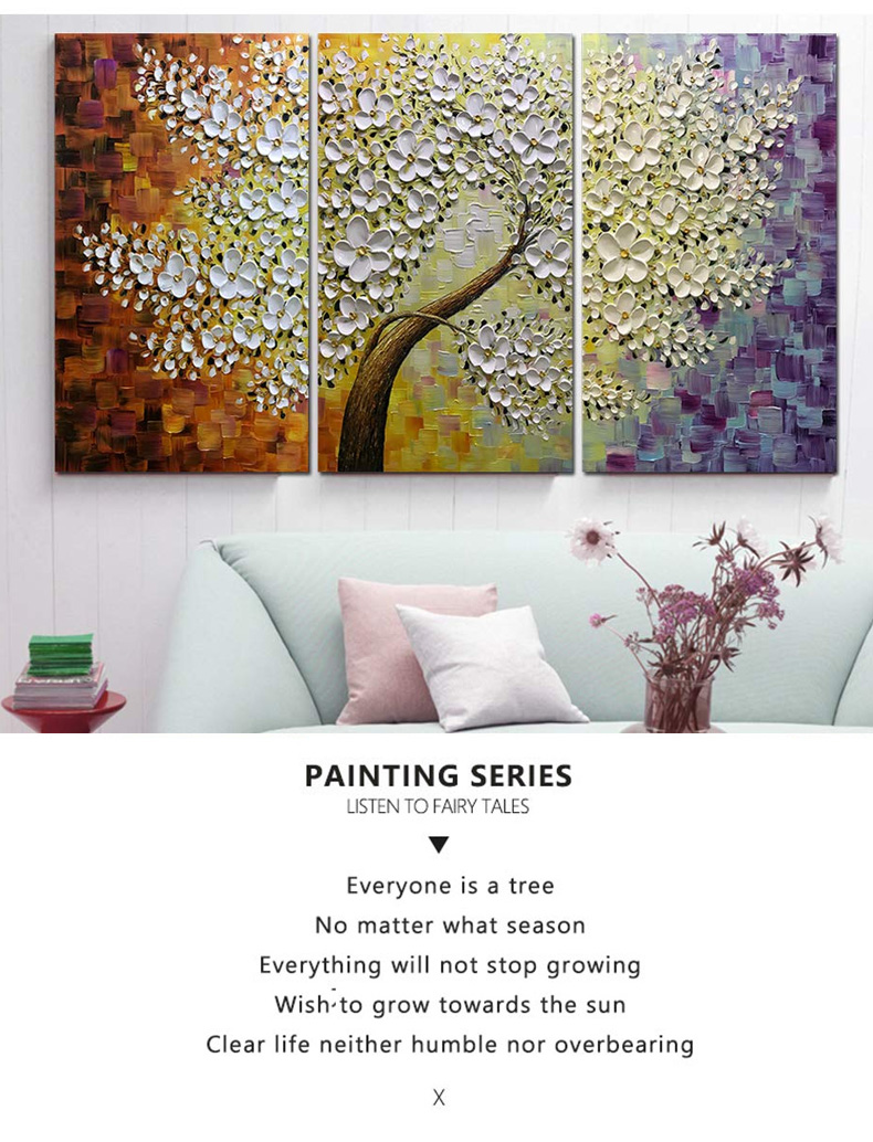 Paintings On Canvas Floral Triptych Wall Art