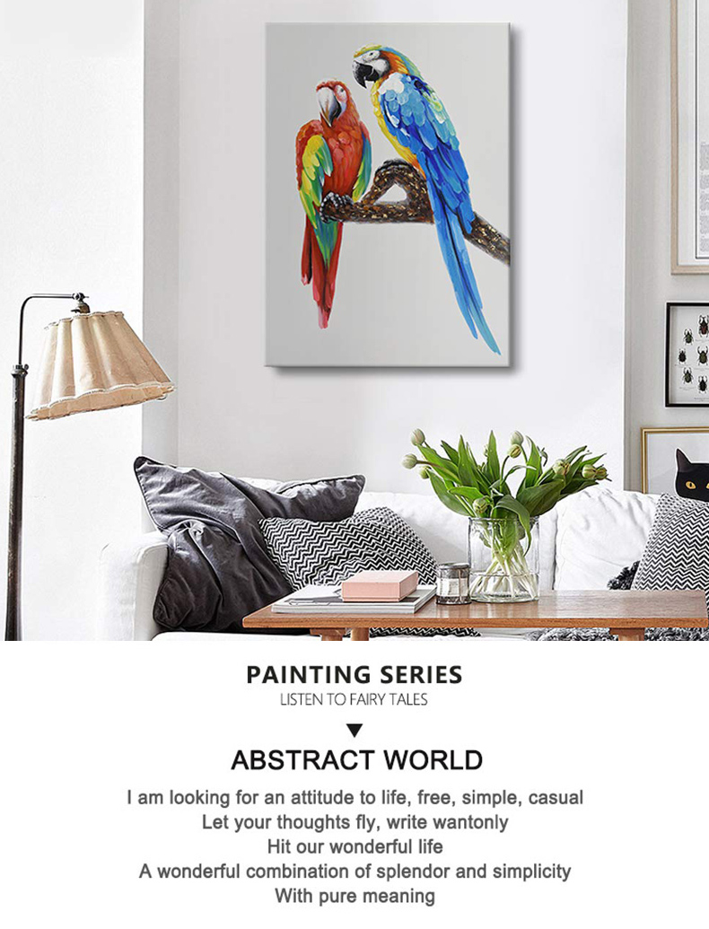 Wall Art Canvas Contemporary Abstract Parrot Painting