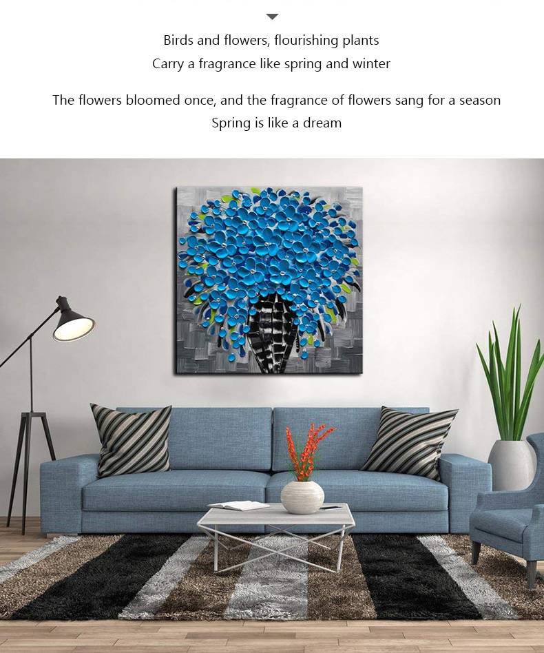 Oil Paintings Canvas Big Black And Blue Wall Art