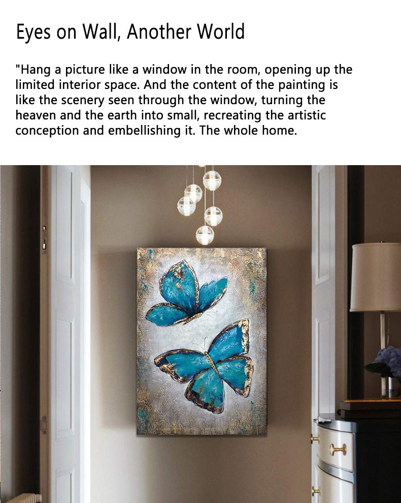 Oil Painting On Wall Modern Blue Butterfly Paintings