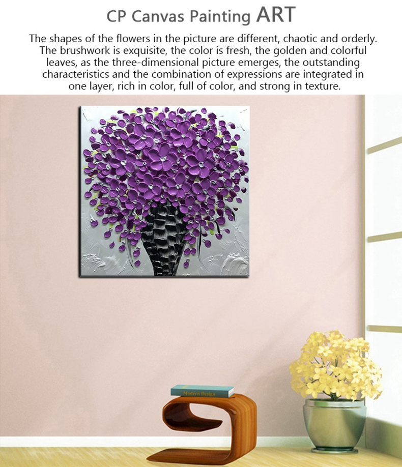 Artwork Wall Art Wall Flower Vase Purple And Black Wall Art