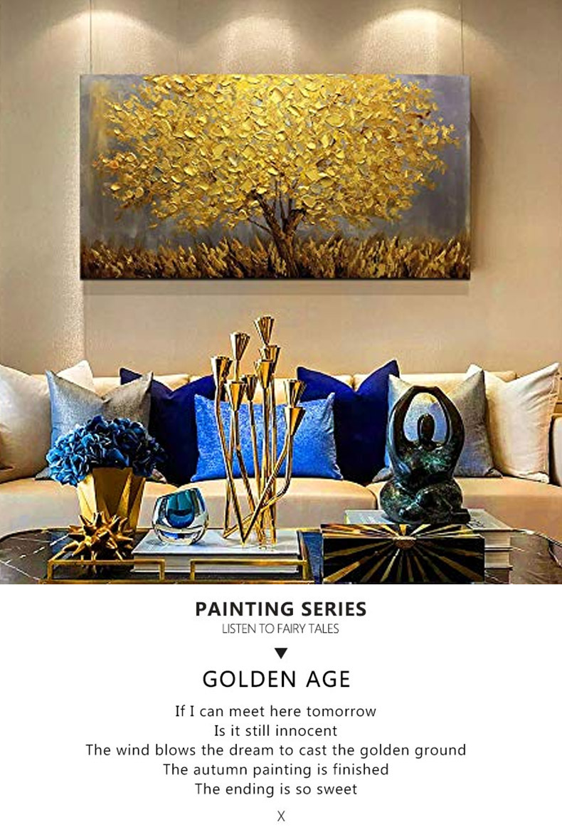 Acrylic Wall Painting Hand Painted Gold Foil Canvas Art