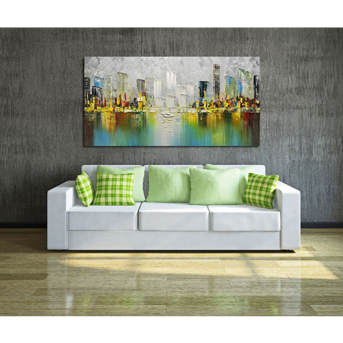 Oil Painting Canvas Big Cityscape Oil Painting Lime Green Wall Pictures