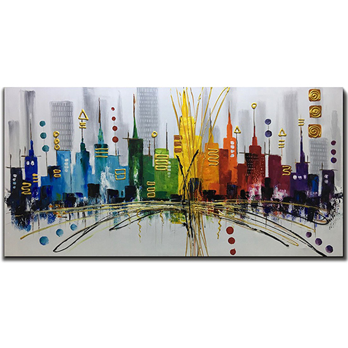 Painting Canvas Art Big City Paintings Canvas Abstract Art Horizontal