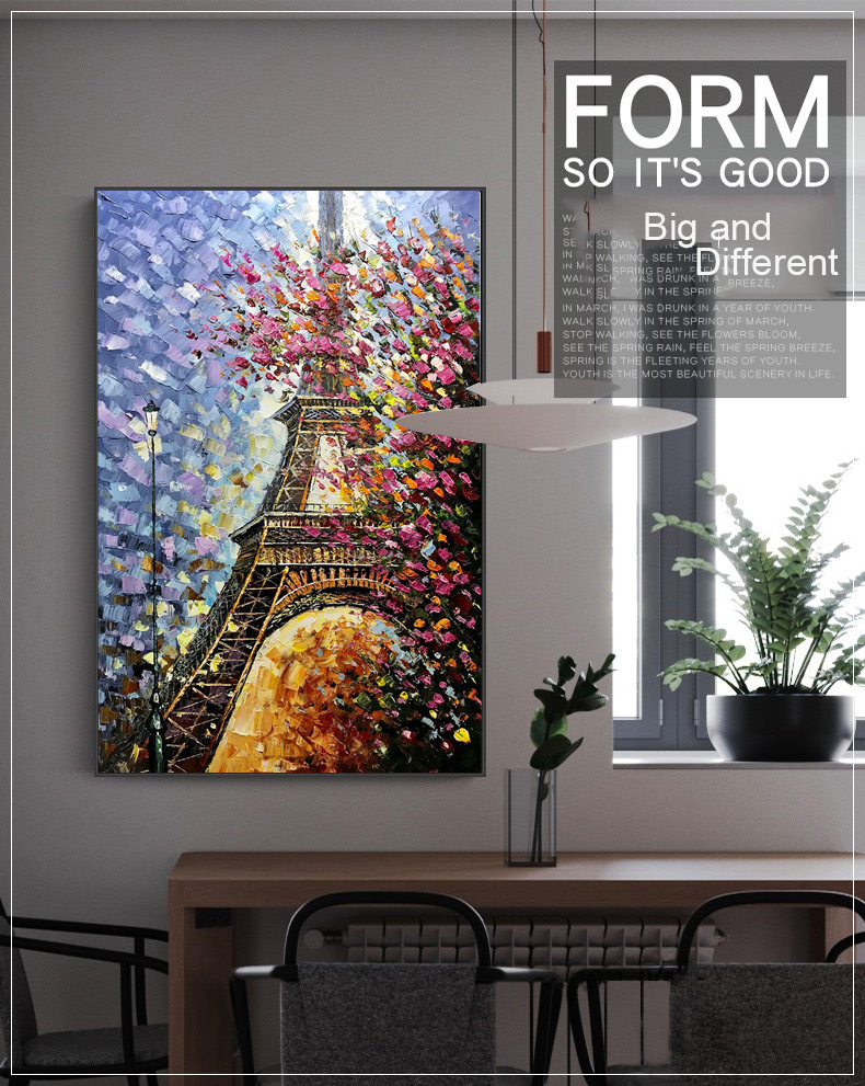 Hand Painted Painting Contemporary Wall Art Eiffel Tower