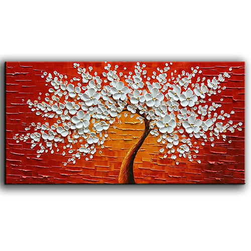 Painting Wall Decor Art Abstract White Floral Canvas Wall Art