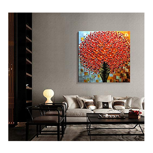 Painting Canvas Artwork Hand Painted Red Pictures For Living Room