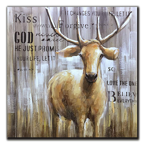 Hand Painted Oil Painting Contemporary Deer Picture Wall Art