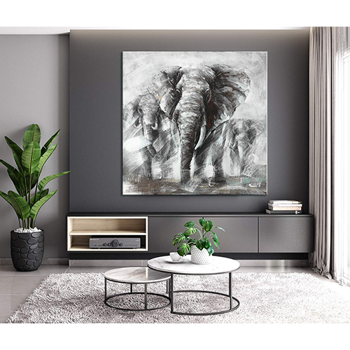 Paintings On Canvas Hand Painted Elephant Family Wall Art