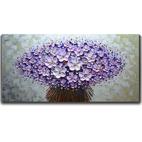 Artwork Canvas Wall Art Big 3D Flower Wall Decor Abstract Purple Painting