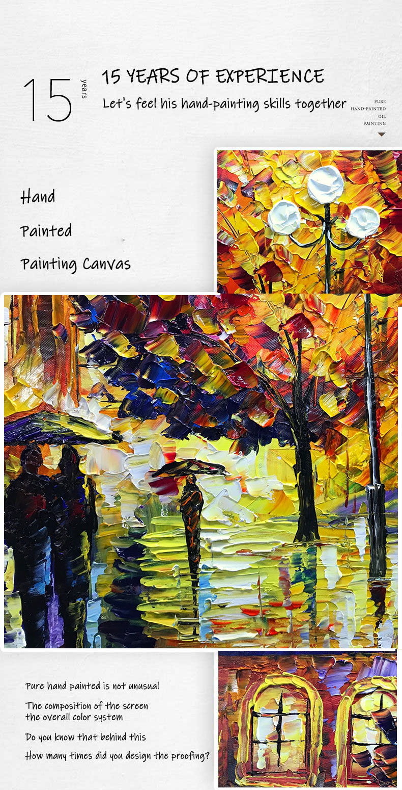 Art Oil Painting Rain Wall Art Couple Painting On Canvas