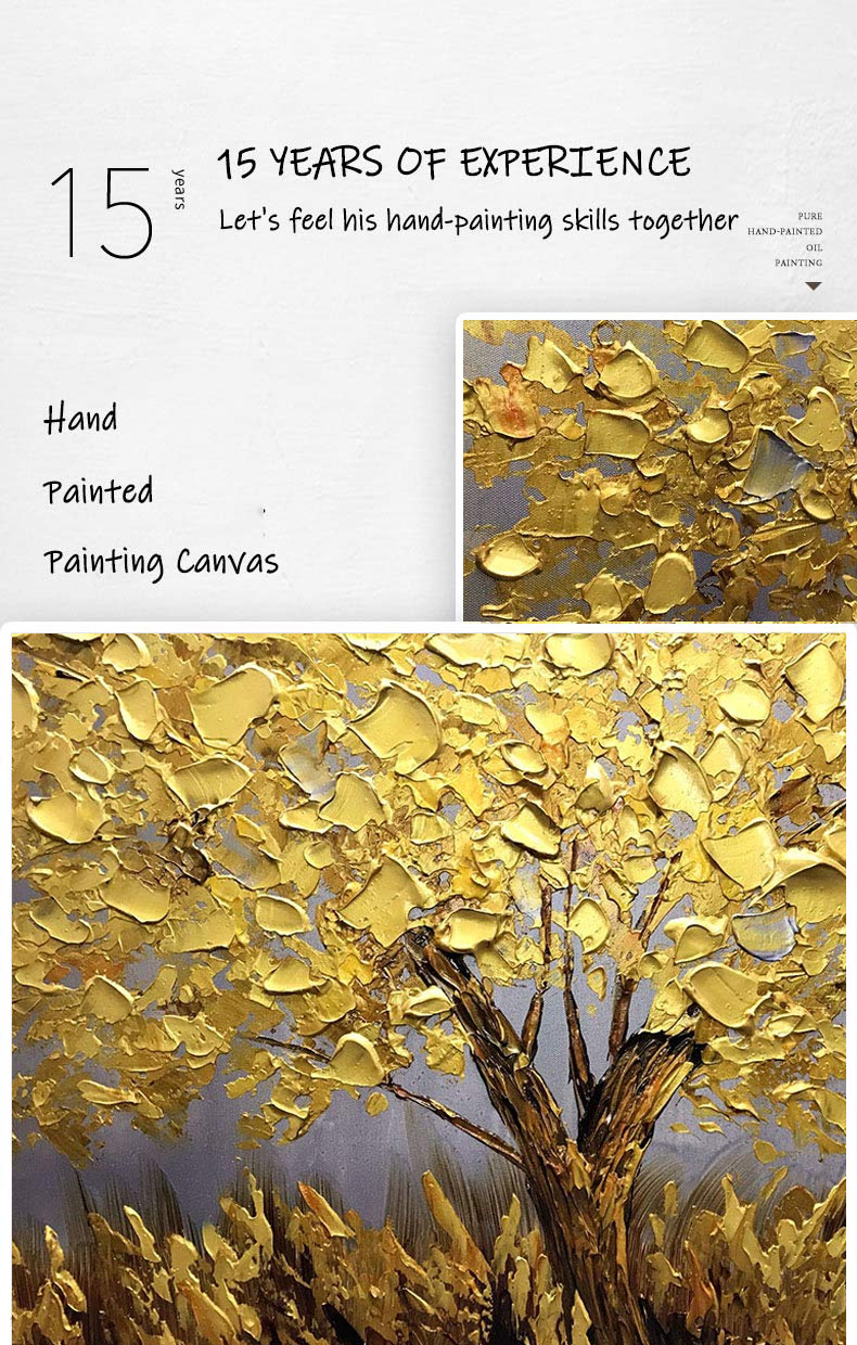 Acrylic Wall Painting Hand Painted Gold Foil Canvas Art