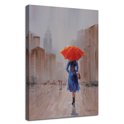 Hand Painted Home Decor Modern Red Umbrella Canvas Art