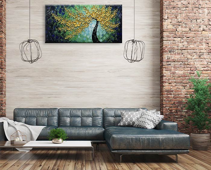 personalized green tree oil painting canvs art for New Year Gift