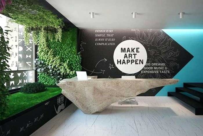 spring green plants wall to decor office