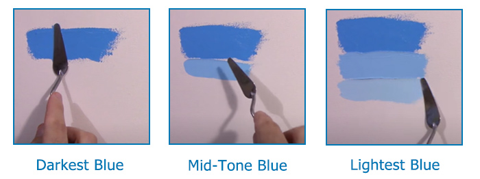 create a blue color with acrylic palette knife