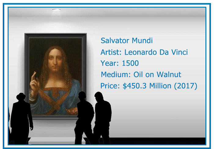 top expensive painting in the world salvator mundi by leonardo da vinci - value $450.3 million