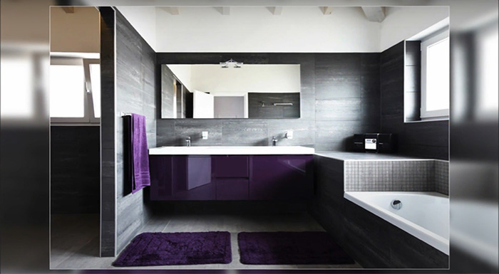 purple shade on modern bathroom