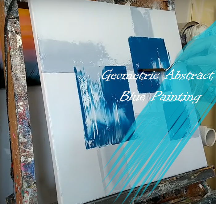 blue huge square painting on canvas