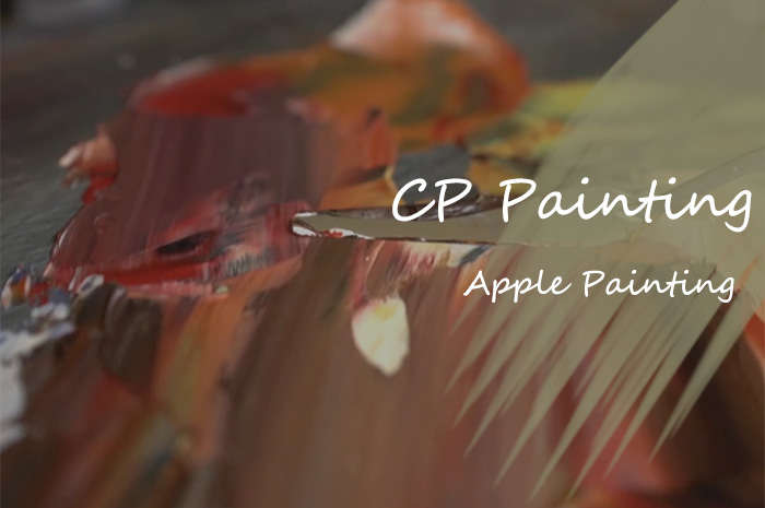 palette knife painting of apple abject with high quality acrylic without fading out in 100 years