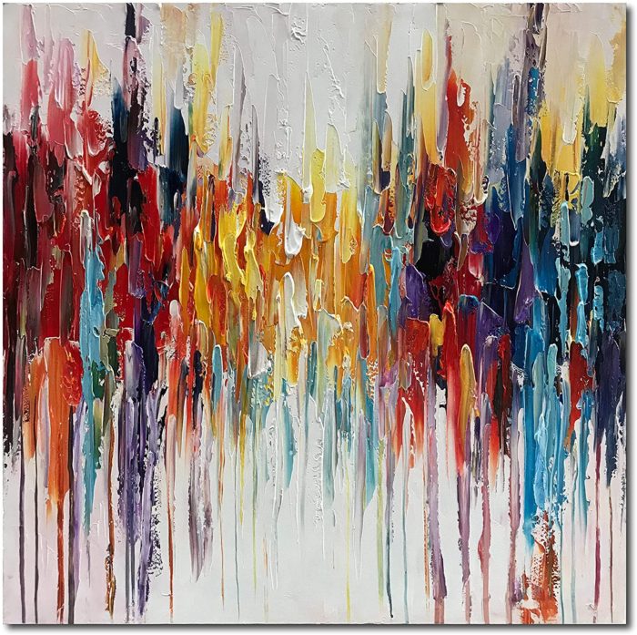 48*48 Inch Abstract Colorful 3D Hand Painted Textured Wall Art - Image 2