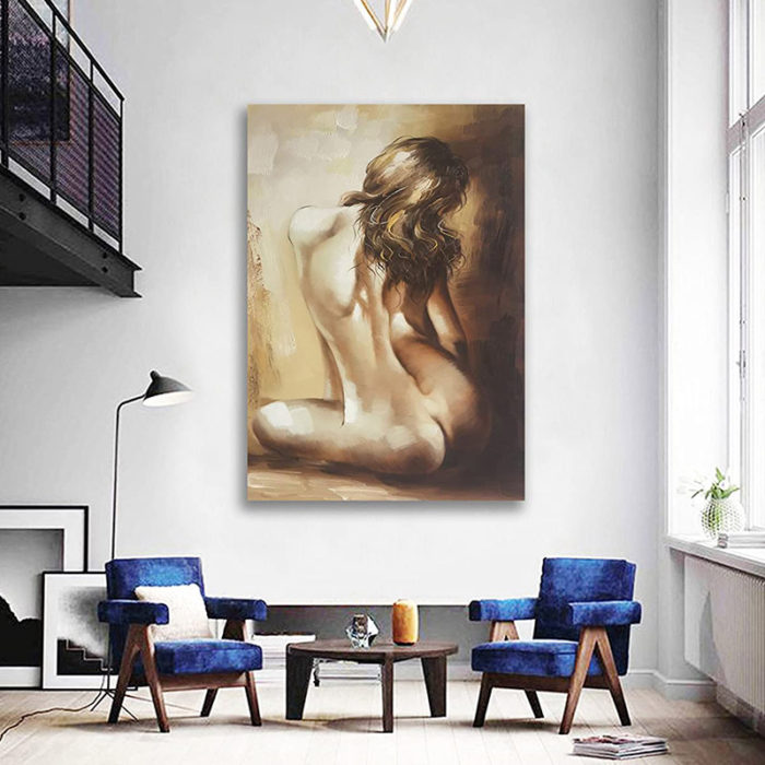 Canvas Wall Art Sexy Nude Girl Naked Lady Back Decor Living Room