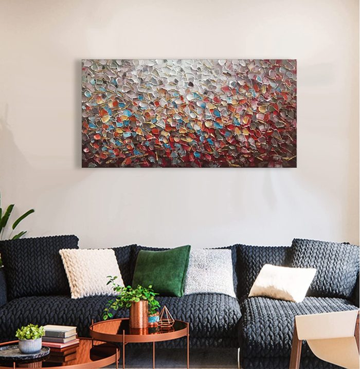 Colorful 3D Texture Oil On Canvas Unframed Wall Art Above Sofa - Image 6