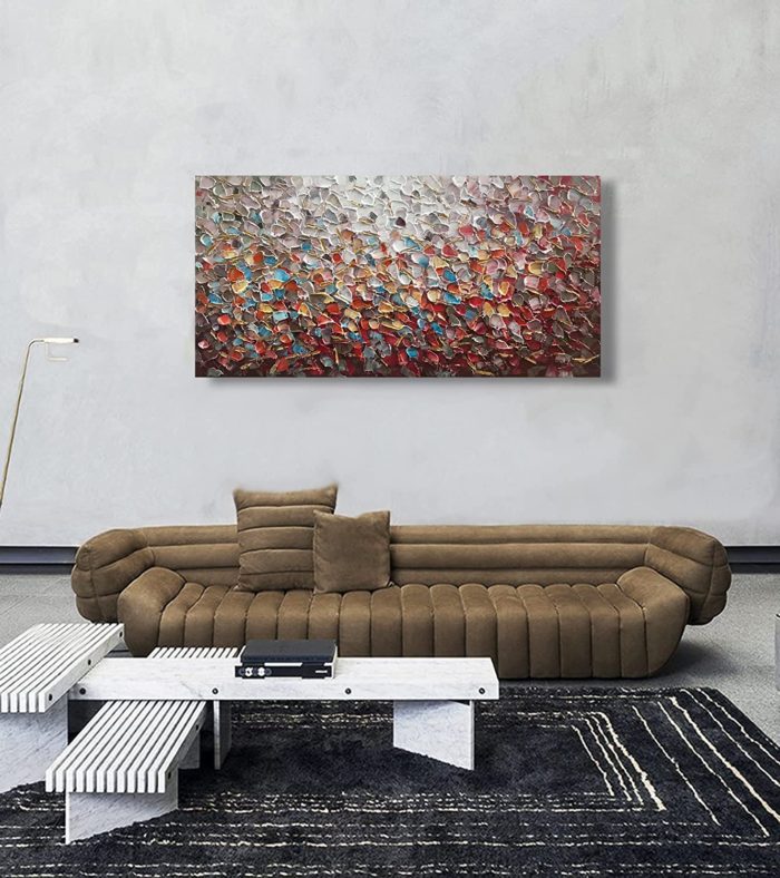 Colorful 3D Texture Oil On Canvas Unframed Wall Art Above Sofa - Image 5