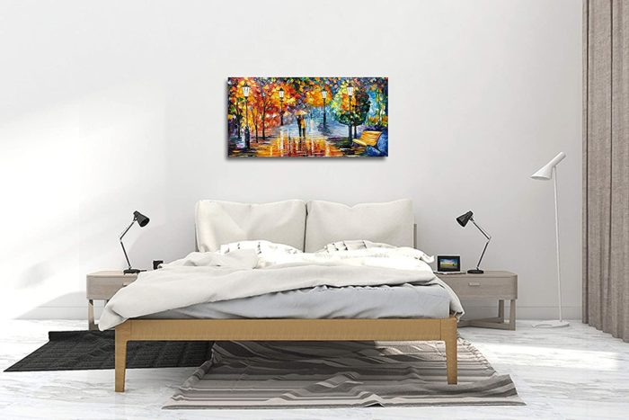 Colorful Abstract Canvas Wall Art Couples Back View Streetscape