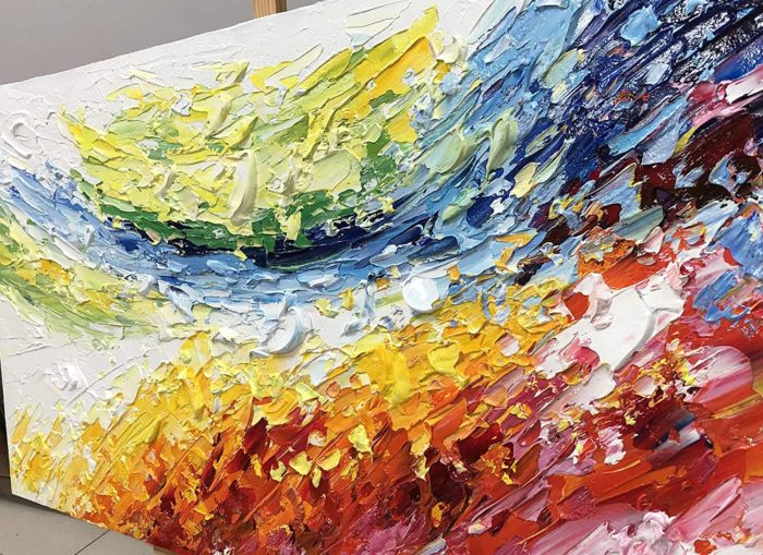 Home Decor Art Abstract Colorful Textured 36*72 Inch Oil Painting - Image 4