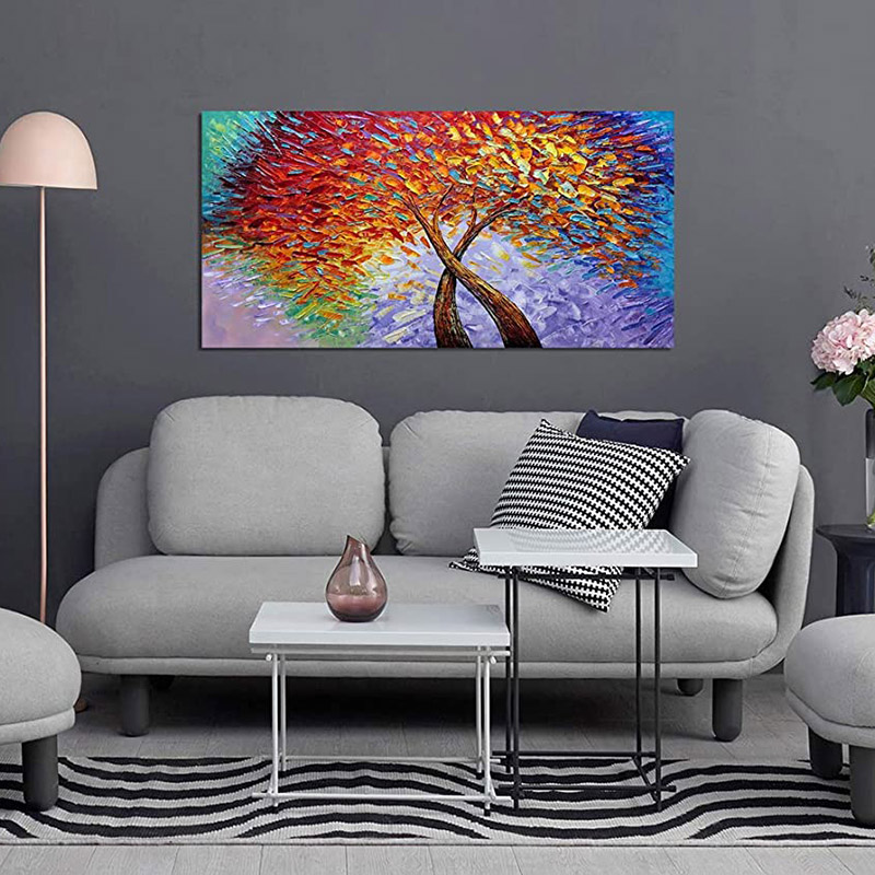 Home Decor Two Trees Clung Each Other To Grow 3D Textured Leaves – CP ...