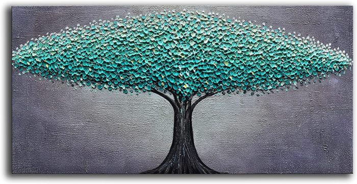 Modern Tree of Life With Teal Leaves Art Metaphor Life Is Endless - Image 2