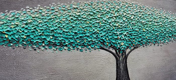 Modern Tree of Life With Teal Leaves Art Metaphor Life Is Endless - Image 4