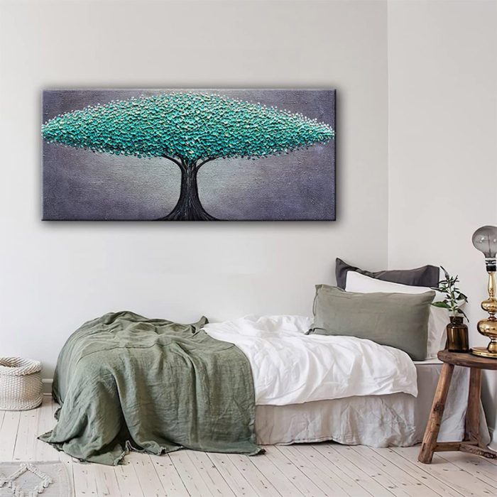 Modern Tree of Life With Teal Leaves Art Metaphor Life Is Endless