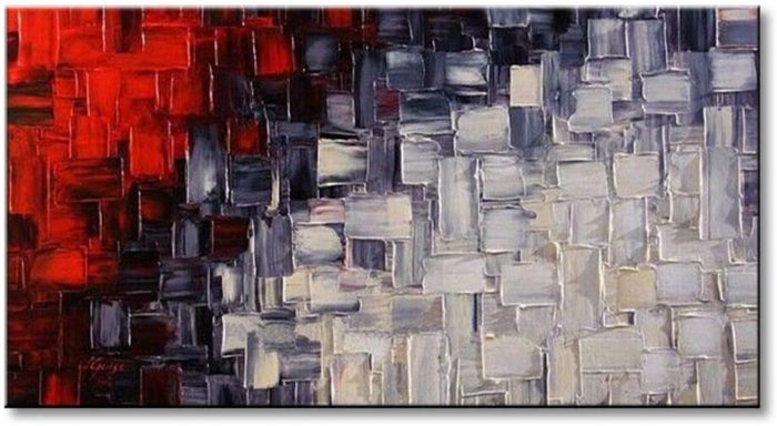 White Black Red Abstract Texture Canvas Wall Art Hang Up Sofa - Image 2