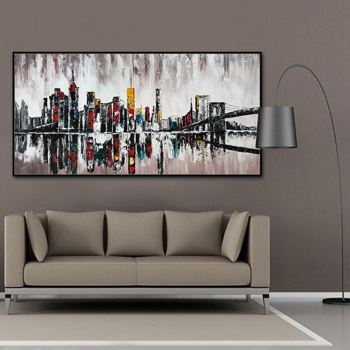 3672 Grey White New York Paintings 3D Modern Cityscape Wall Art - Image 6