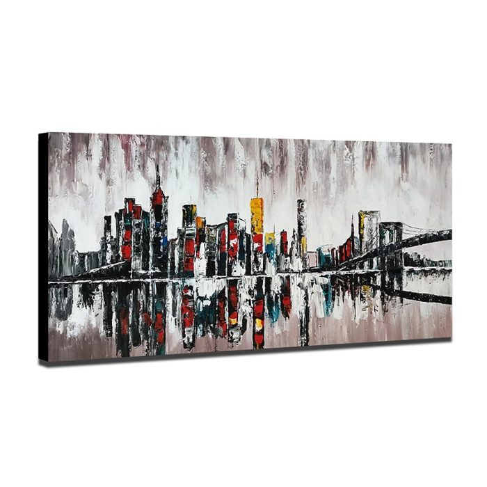 3672 Grey White New York Paintings 3D Modern Cityscape Wall Art - Image 3