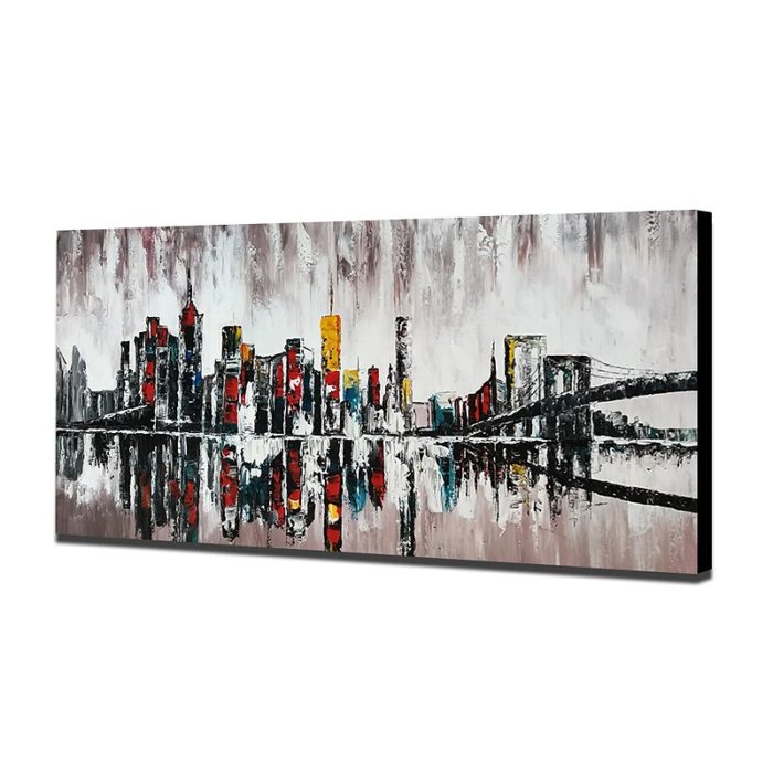 3672 Grey White New York Paintings 3D Modern Cityscape Wall Art - Image 4