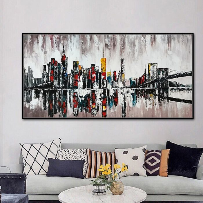 3672 Grey White New York Paintings 3D Modern Cityscape Wall Art - Image 5