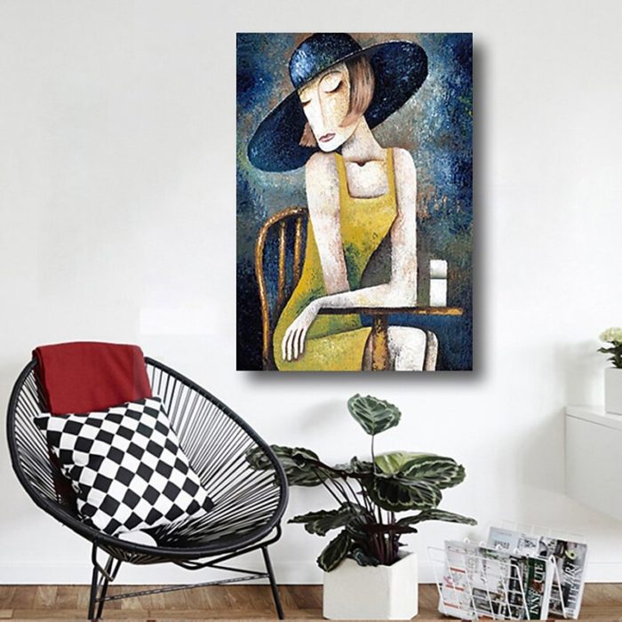 Abstract Girl Painting Modern Hand Painted Portrait Wall Art - Image 6