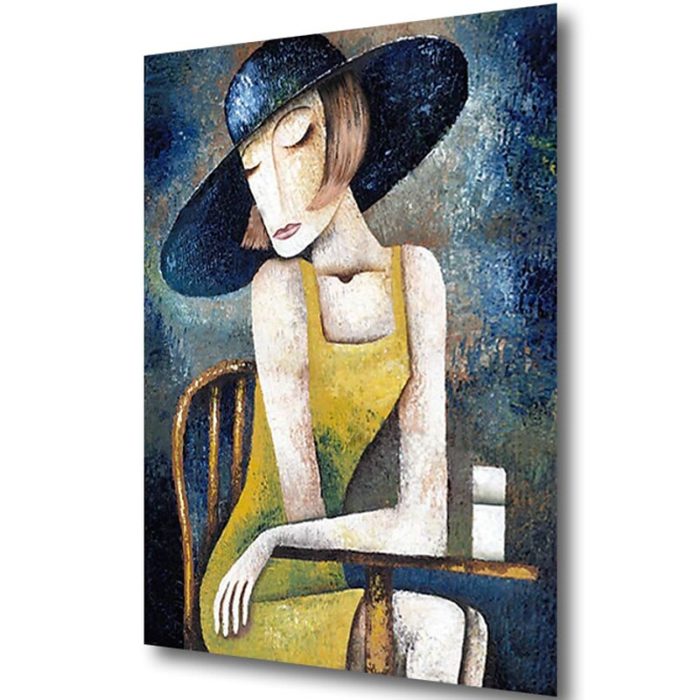 Abstract Girl Painting Modern Hand Painted Portrait Wall Art - Image 4