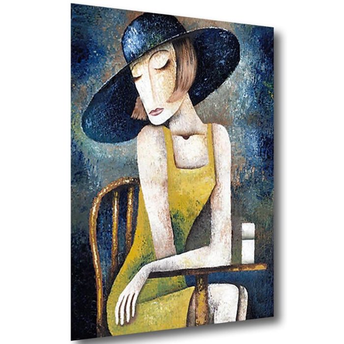 Abstract Girl Painting Modern Hand Painted Portrait Wall Art - Image 3