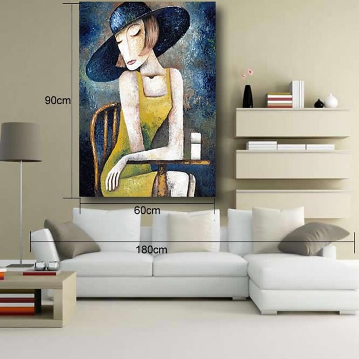 Abstract Girl Painting Modern Hand Painted Portrait Wall Art - Image 5