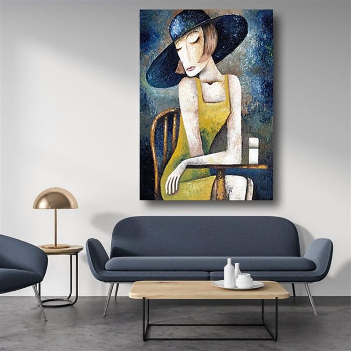 Abstract Girl Painting Modern Hand Painted Portrait Wall Art