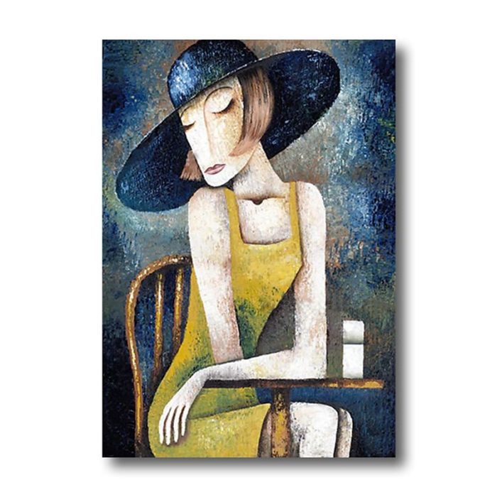 Abstract Girl Painting Modern Hand Painted Portrait Wall Art - Image 2